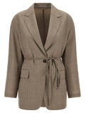 Brunello Cucinelli Blazer en laine vierge beige