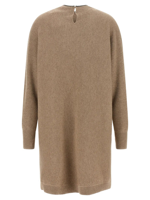 Brunello Cucinelli Robe courte beige en laine vierge