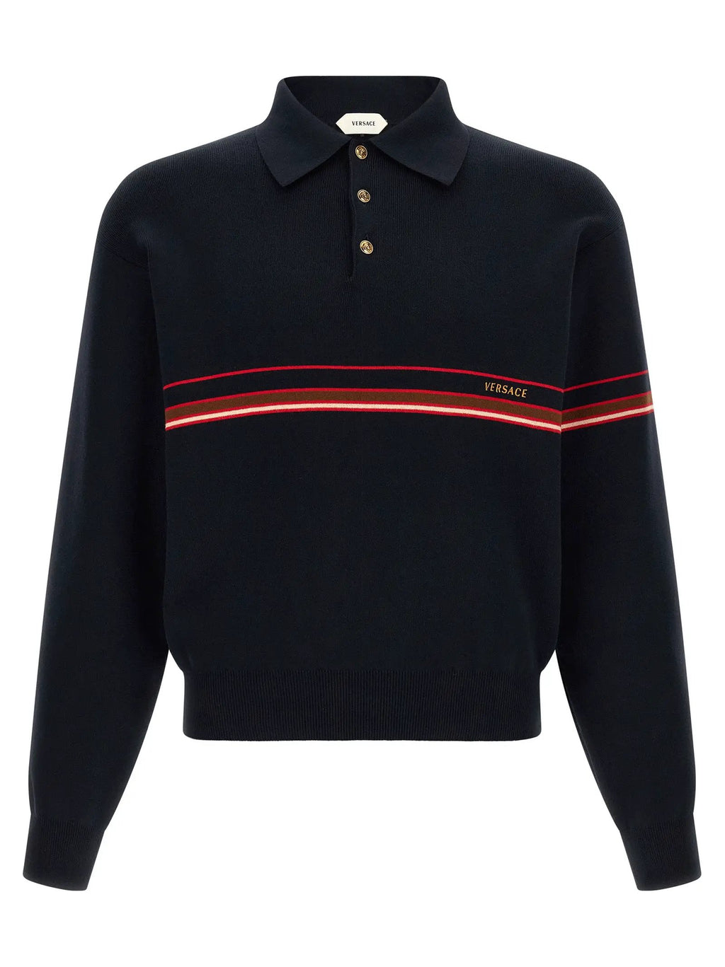 Versace Blue Cotton Polo Shirt