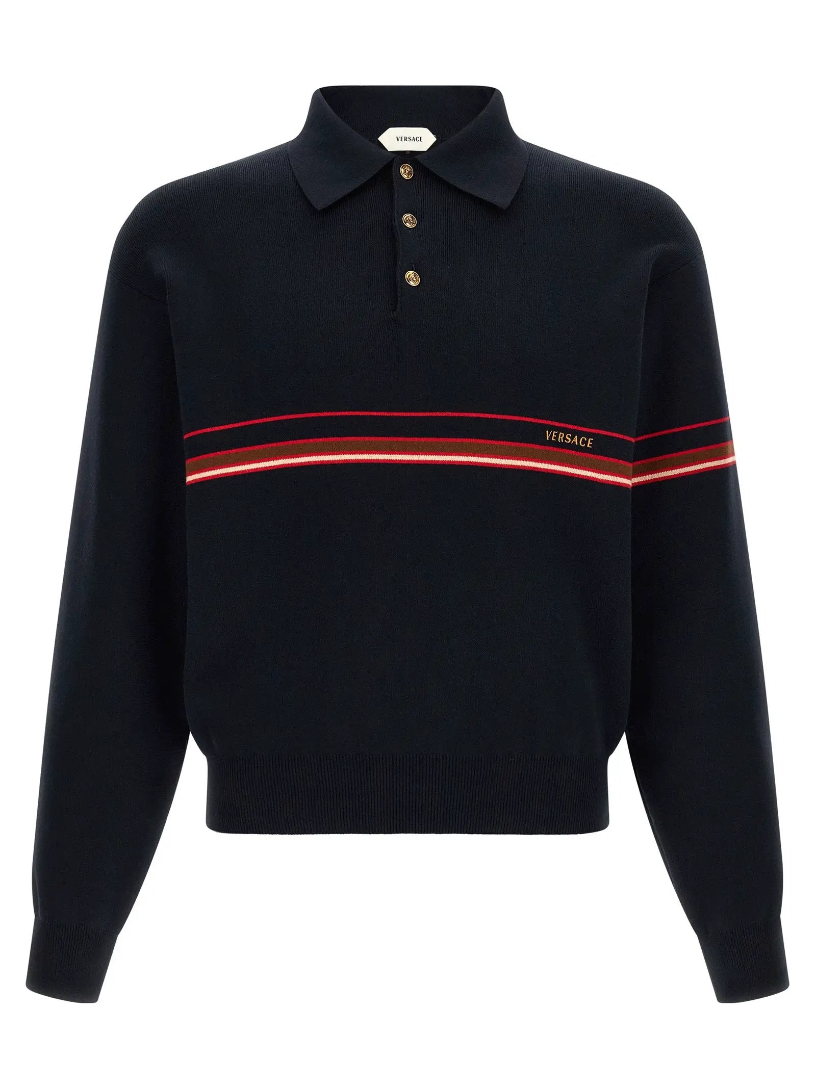 Versace Blue Cotton Polo Shirt