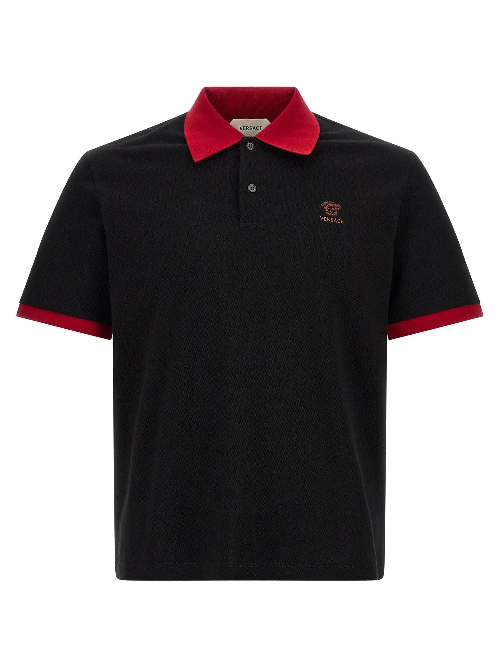 Versace Black Cotton Polo Shirt