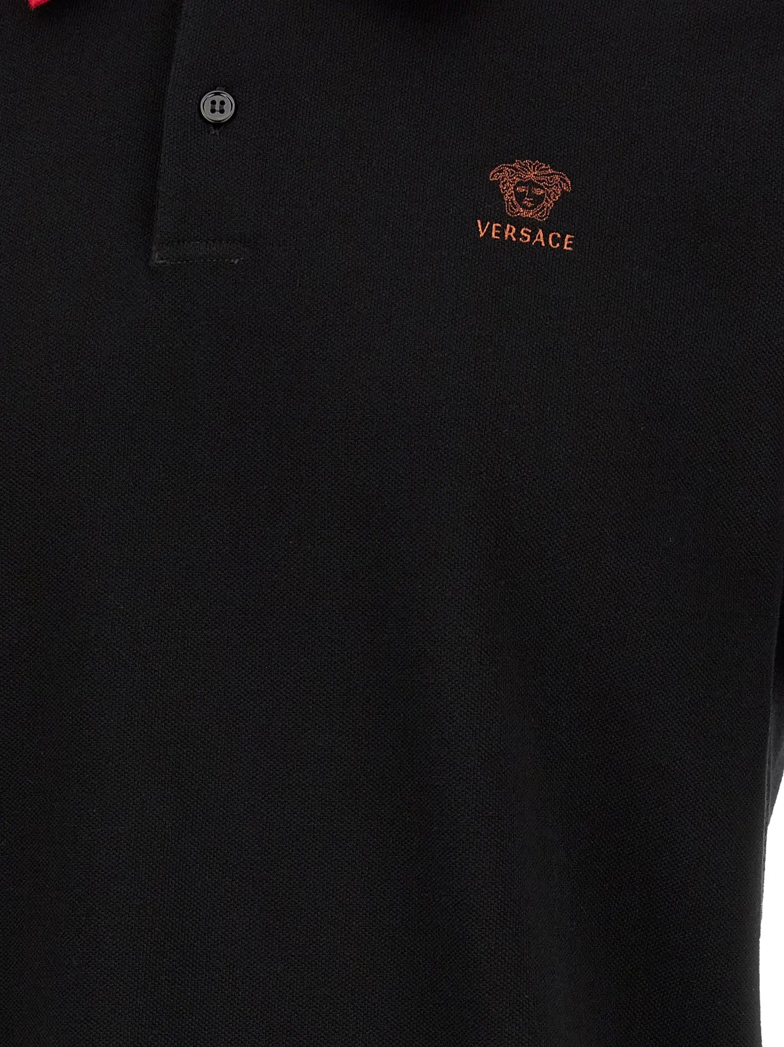 Versace Black Cotton Polo Shirt