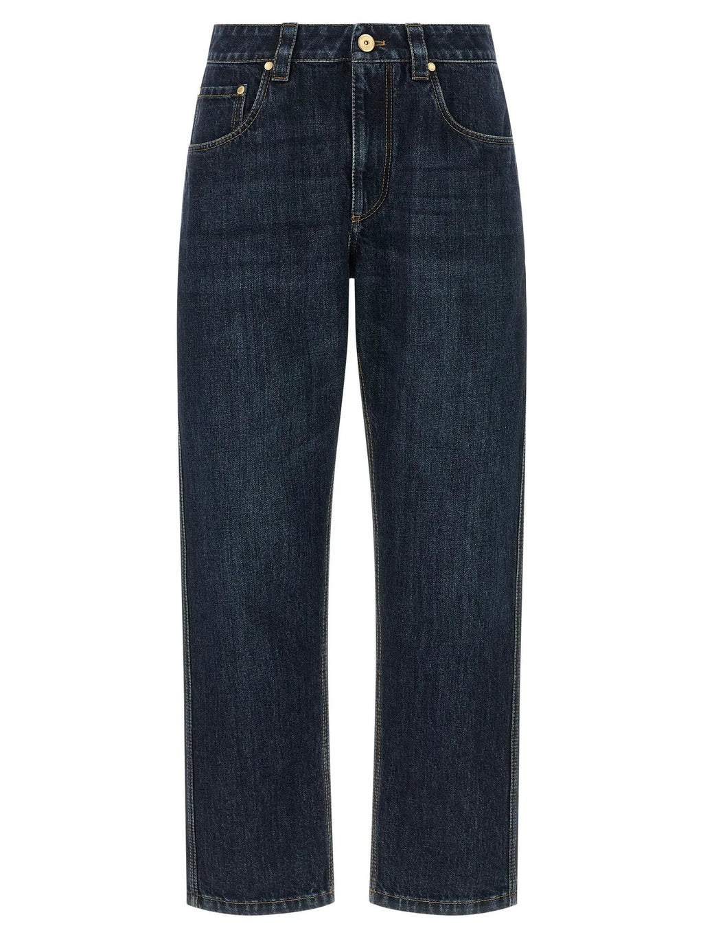 Jean droit en coton bleu Brunello Cucinelli