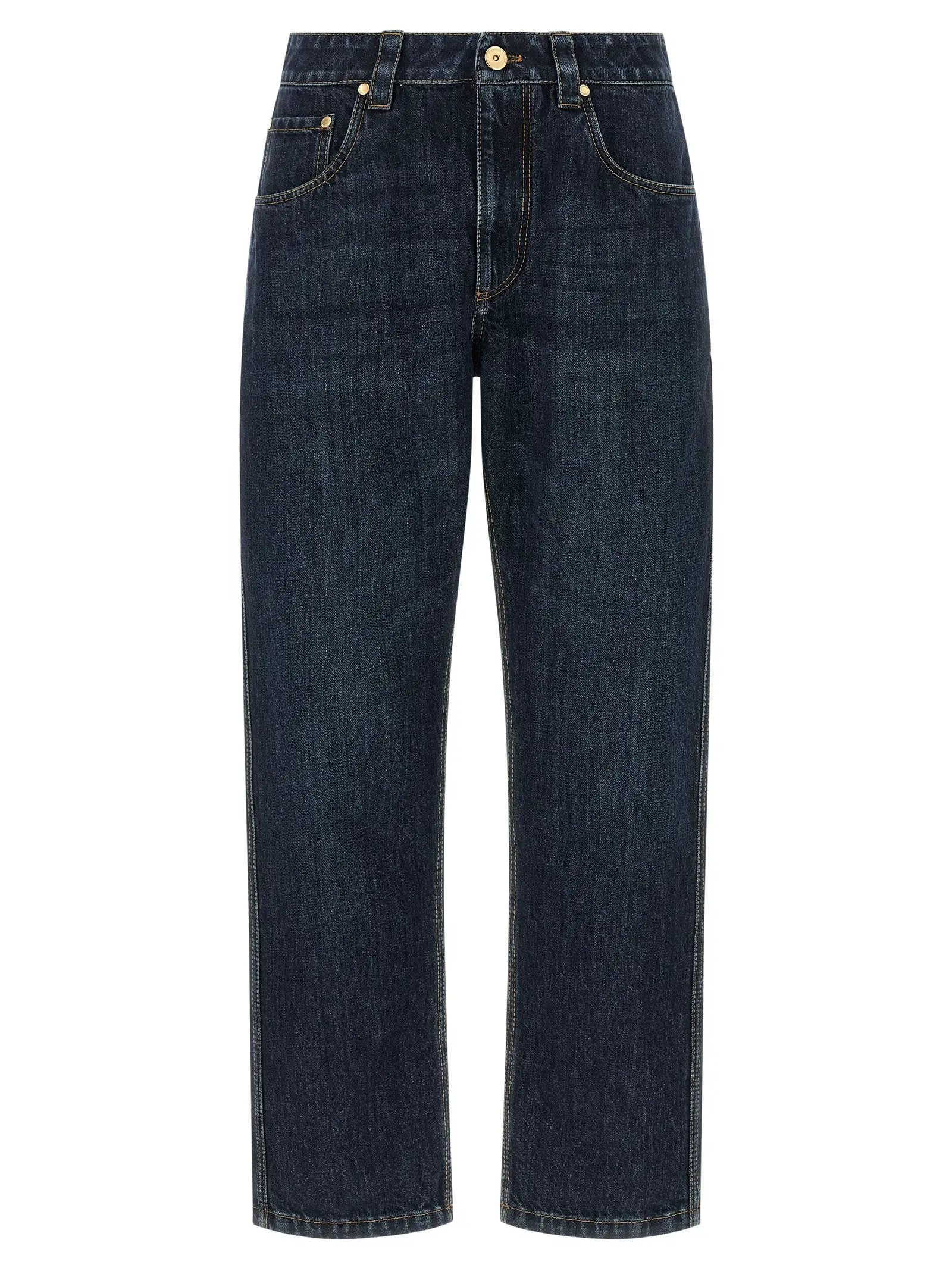 Jean droit en coton bleu Brunello Cucinelli