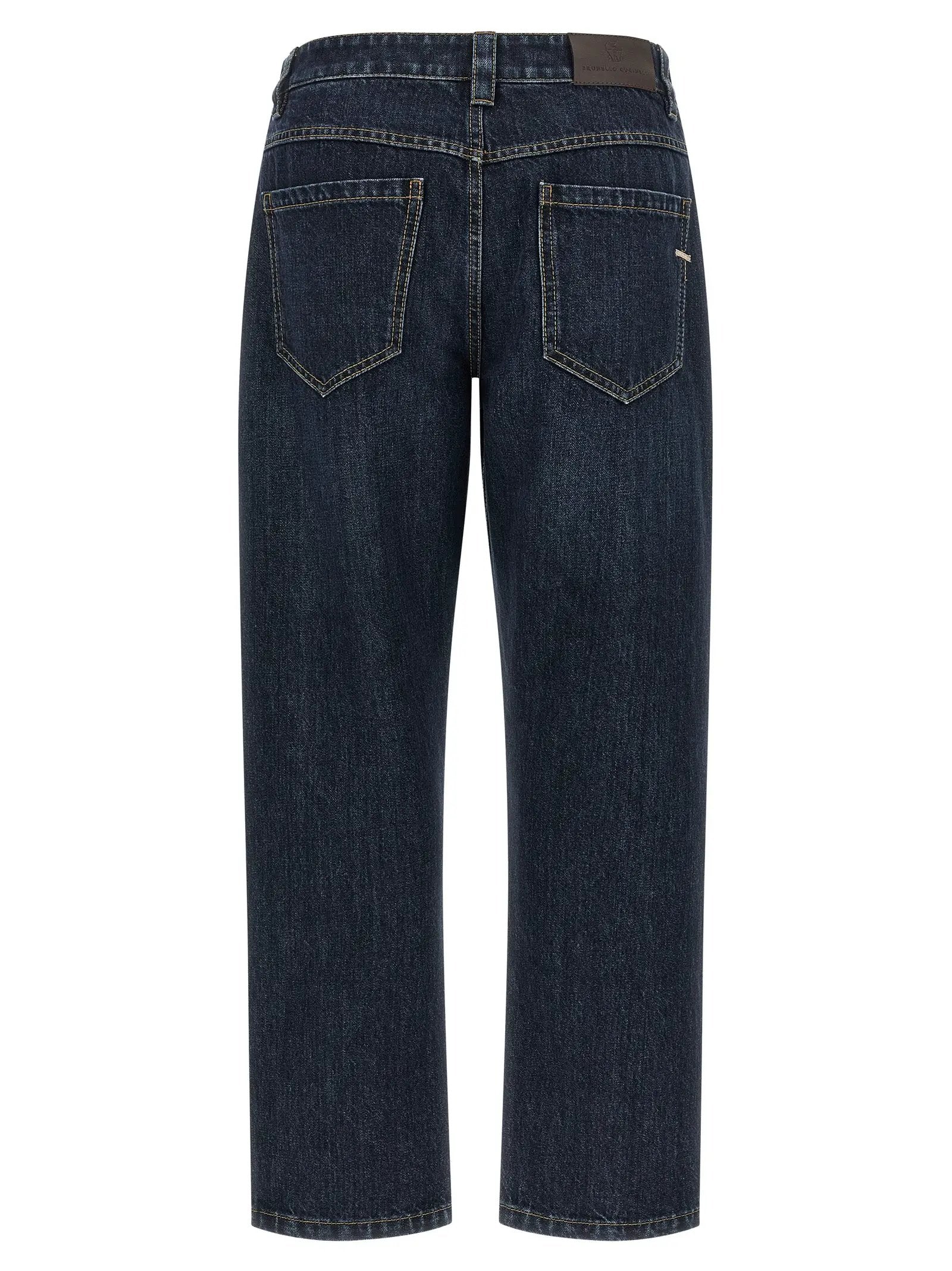 Jean droit en coton bleu Brunello Cucinelli