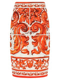 Jupe midi en soie orange Dolce & Gabbana