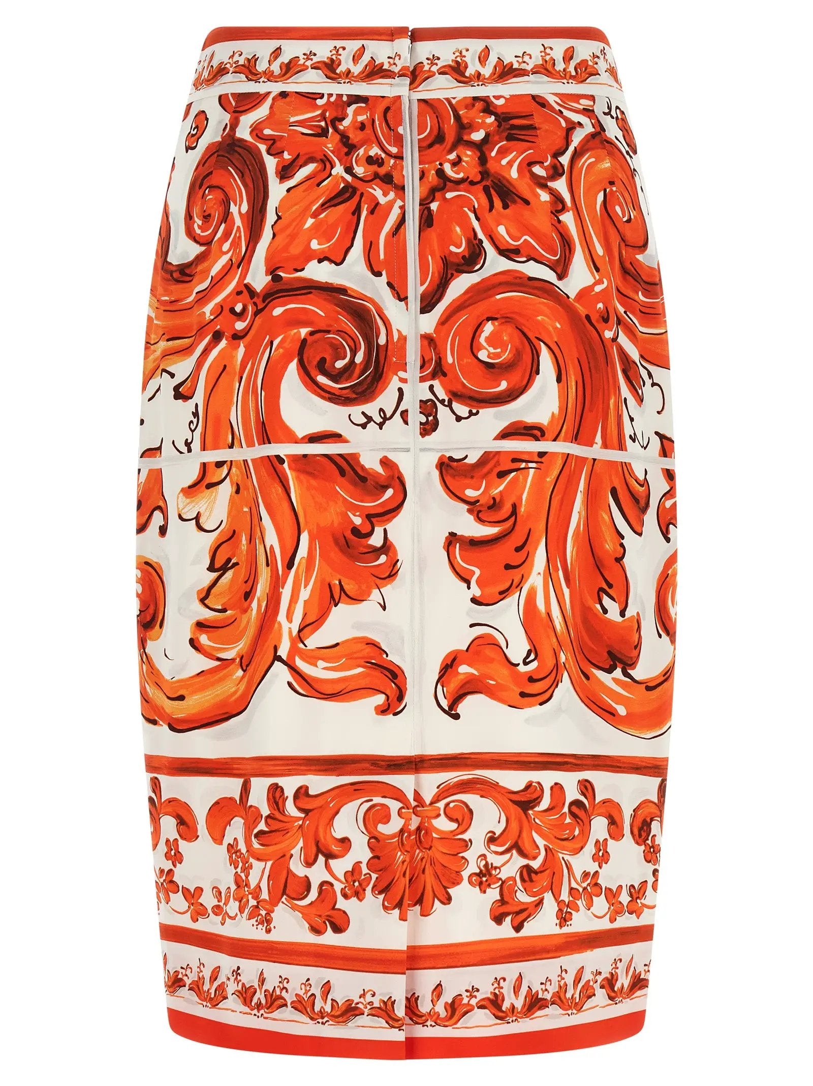 Jupe midi en soie orange Dolce & Gabbana
