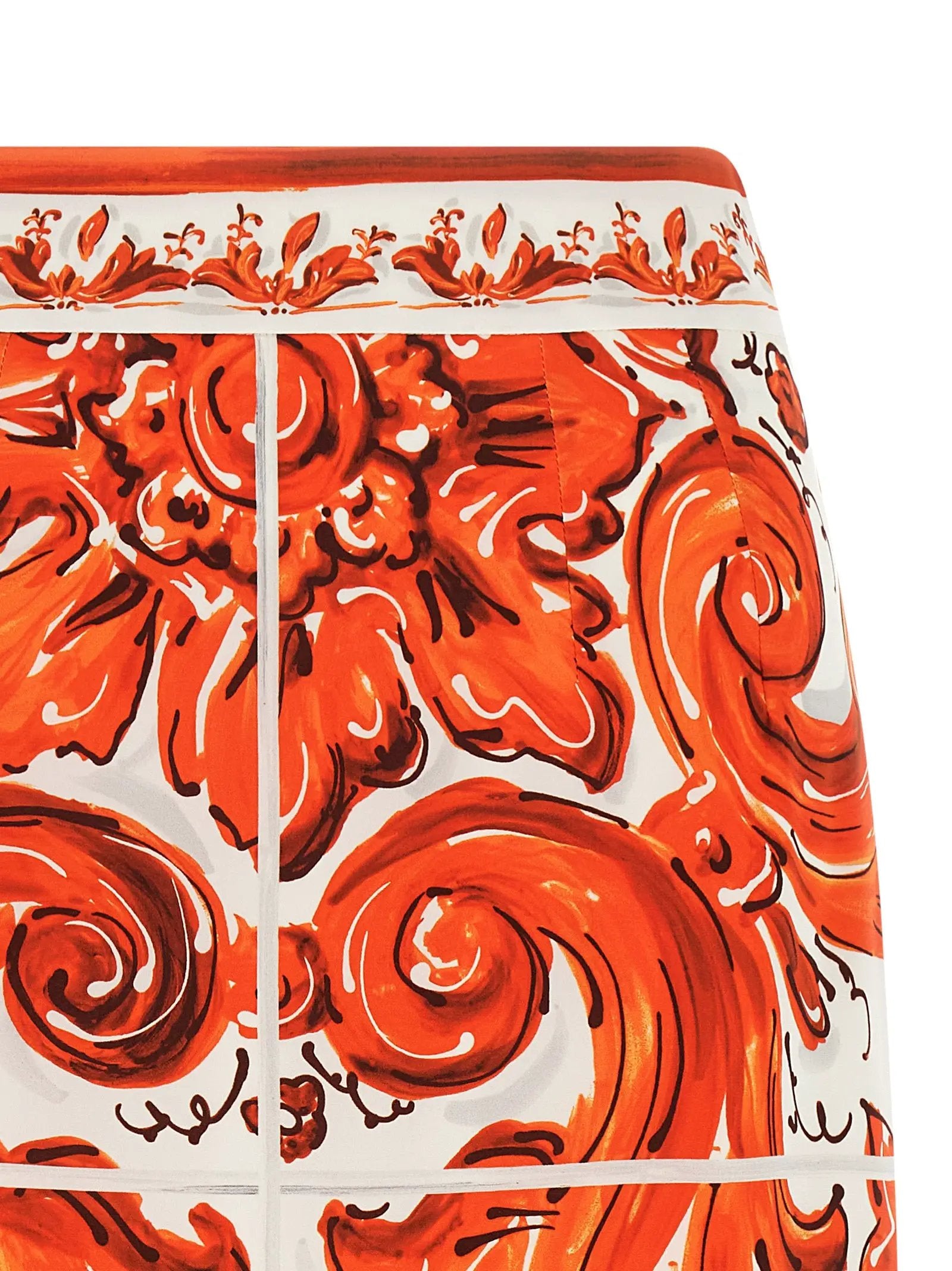 Jupe midi en soie orange Dolce & Gabbana