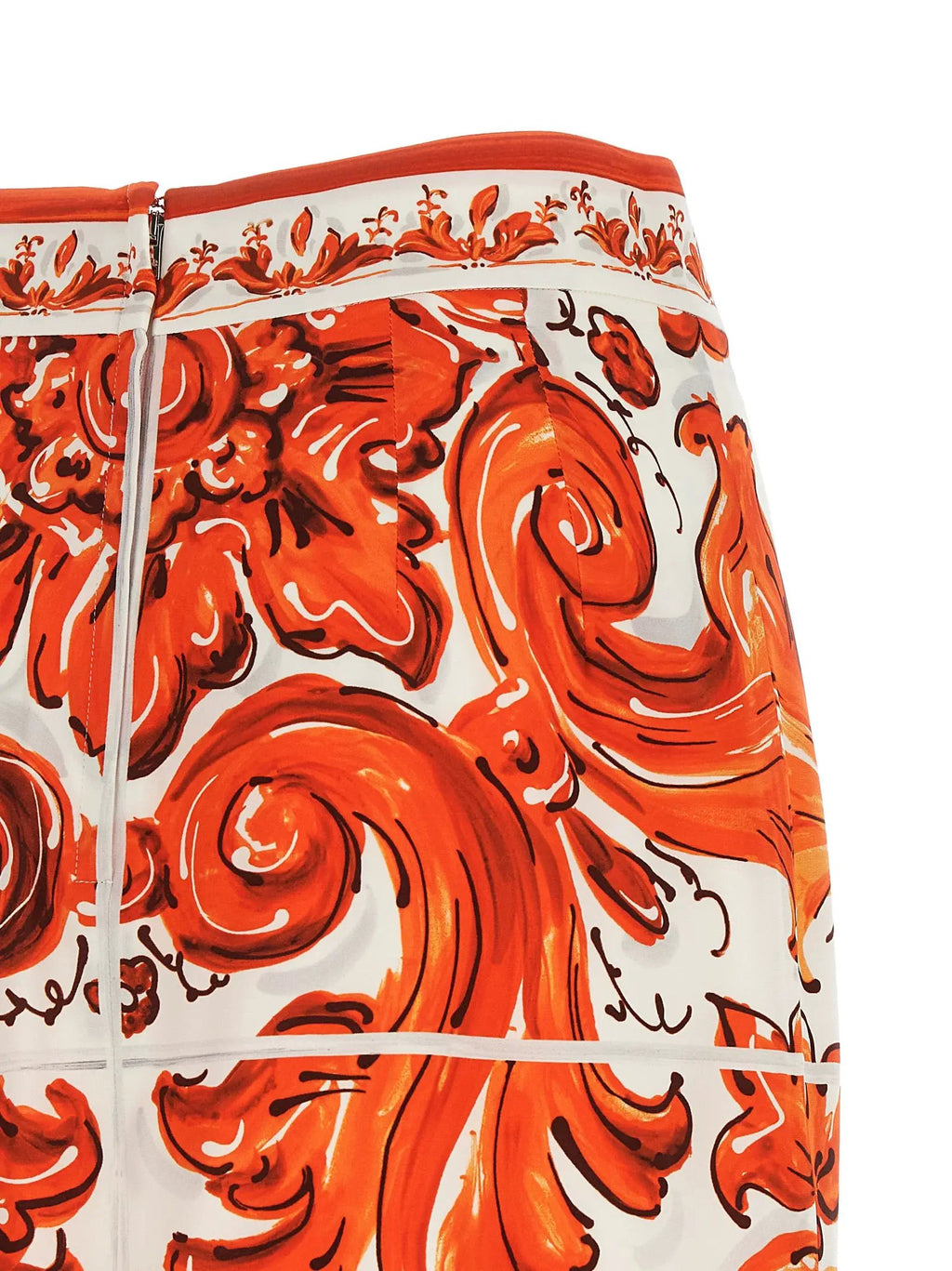 Jupe midi en soie orange Dolce & Gabbana