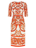 Robe midi Dolce & Gabbana en soie orange