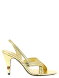 Versace Gold Lamb Leather Stiletto Heel Sandals