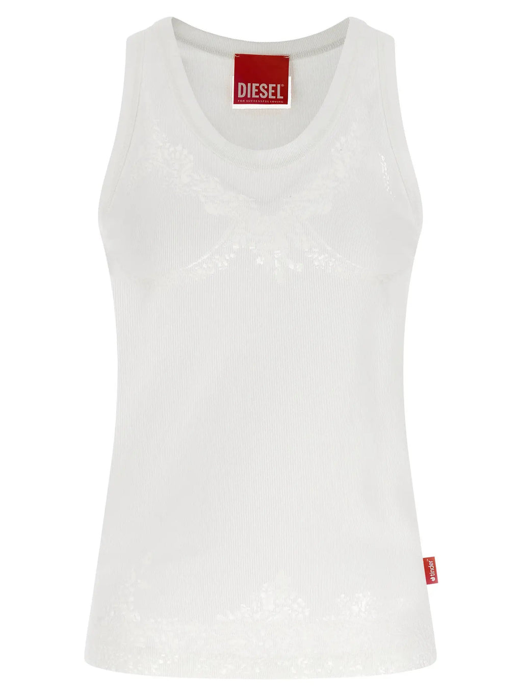 Diesel White Cotton Tank Tops