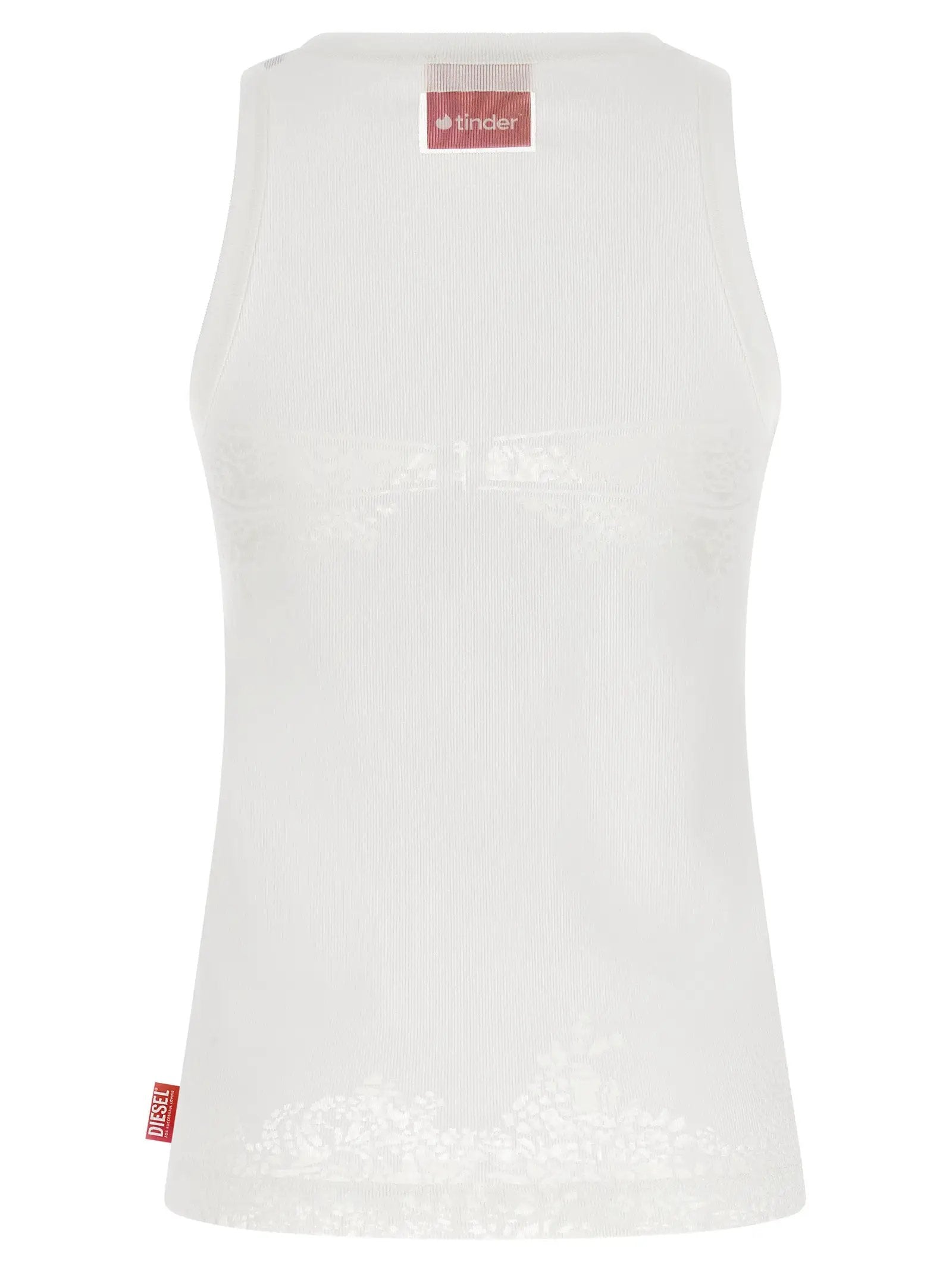 Diesel White Cotton Tank Tops