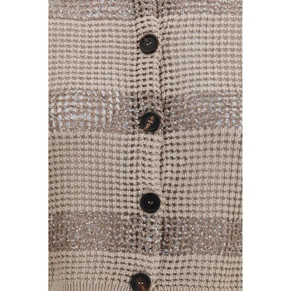 Brunello Cucinelli Beige Cotton Cardigan