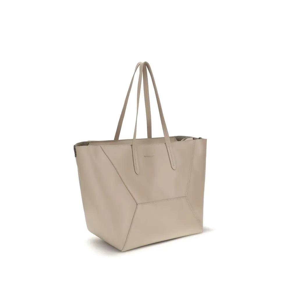 Brunello Cucinelli Beige Calf Leather Bos Taurus Shoulder Bag