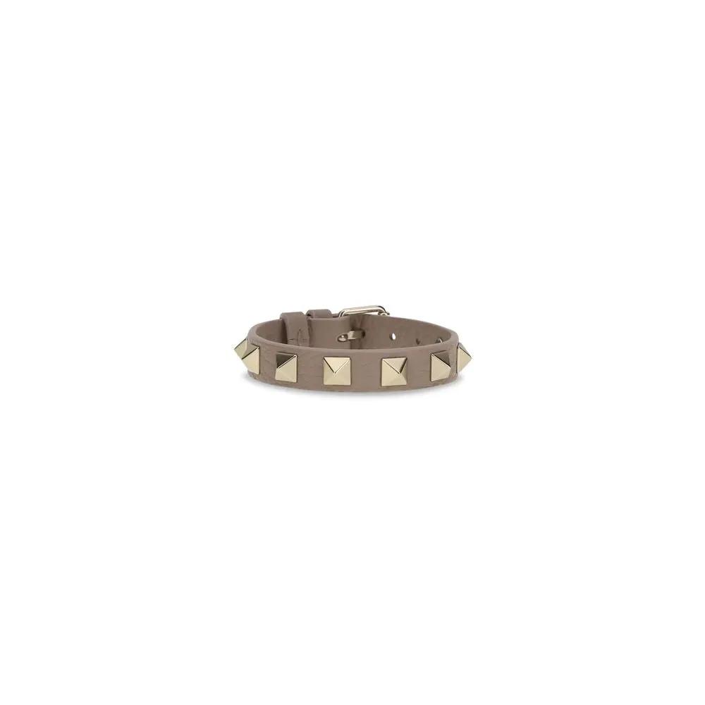 Valentino Garavani Gray Calf Leather Bos Taurus Bracelet