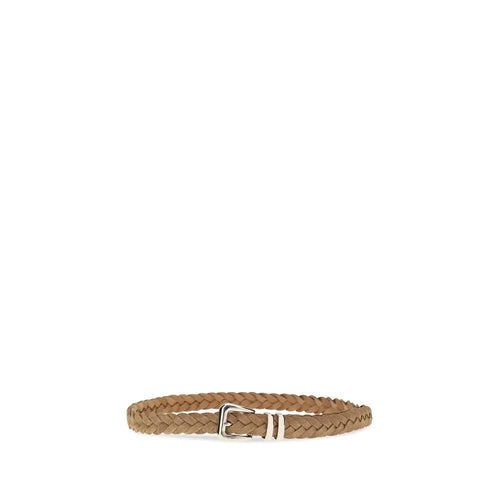 Ceinture Brunello Cucinelli en cuir de veau beige Bos Taurus coupe droite