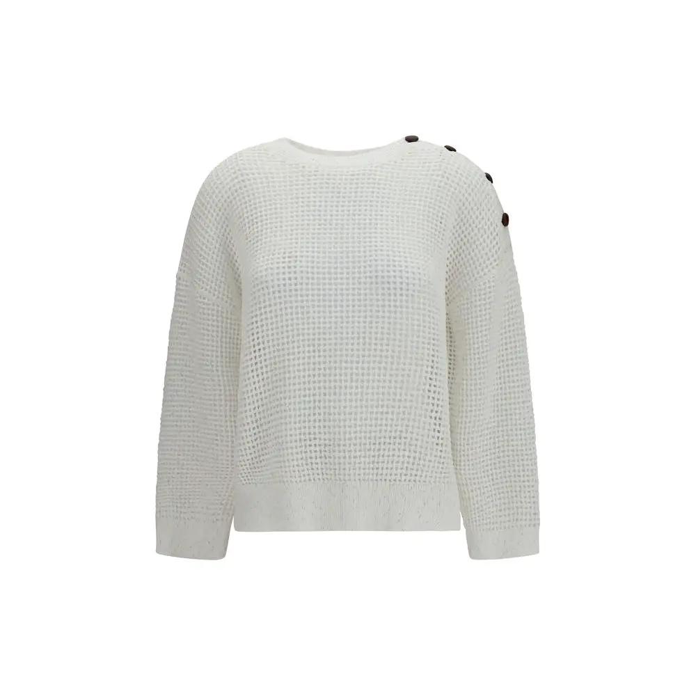 Brunello Cucinelli White Cotton Sweatshirt
