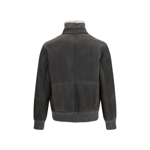 Veste longue en laine grise Oves Aries Brunello Cucinelli