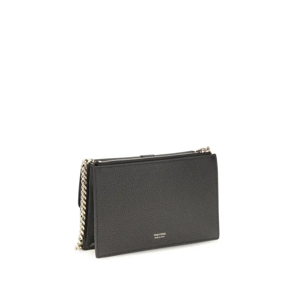 Tom Ford Black Calf Leather Bos Taurus Shoulder Bag
