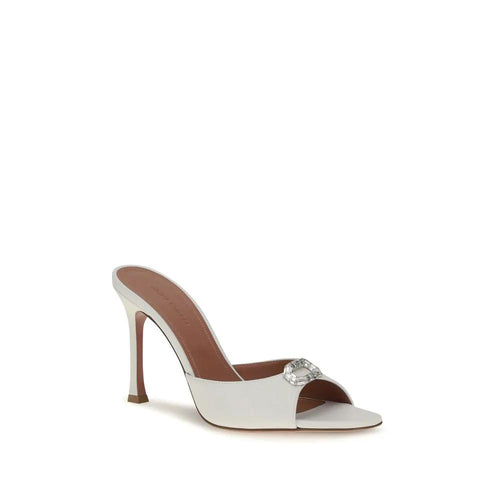 Sandales à talon aiguille Amina Muaddi en cuir de veau blanc