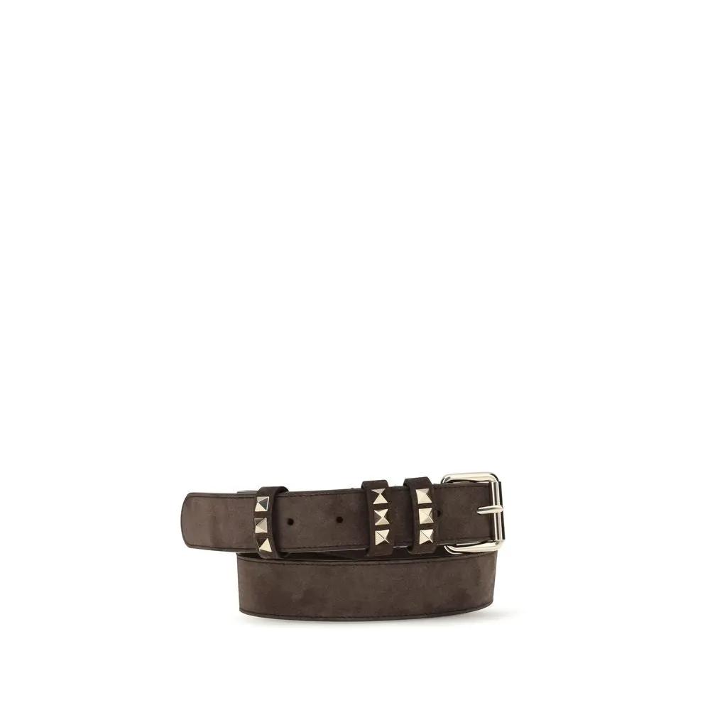 Valentino Garavani Brown Suede Leather Regular Belt