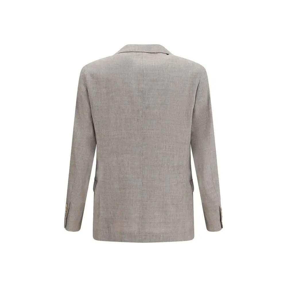 Brunello Cucinelli Beige Linen Full-Length Jacket