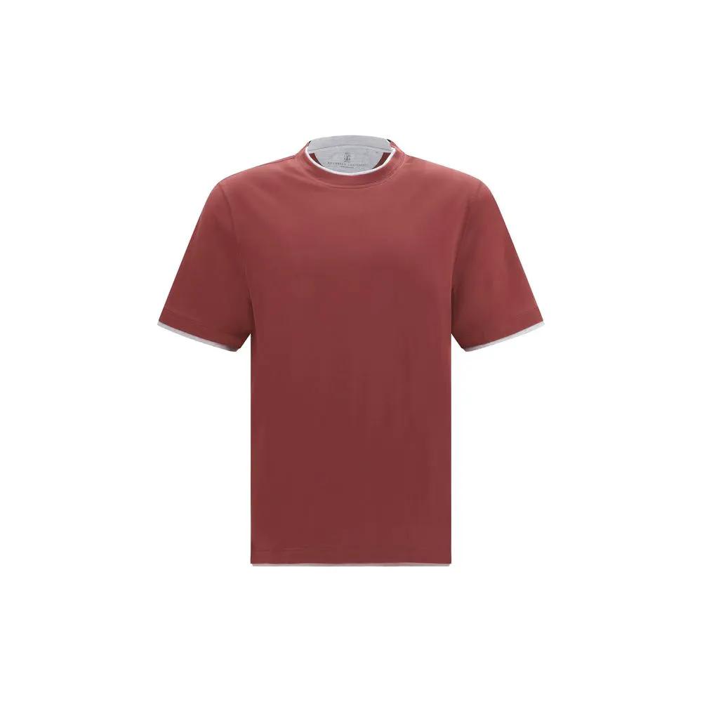 Brunello Cucinelli T-shirt en coton bordeaux