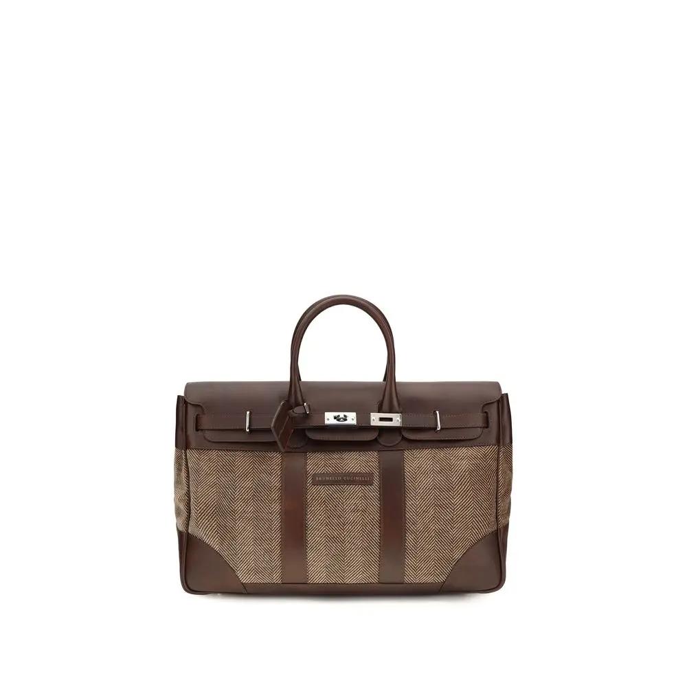 Brunello Cucinelli, cuir de veau marron, Bos Taurus, bagages et voyages
