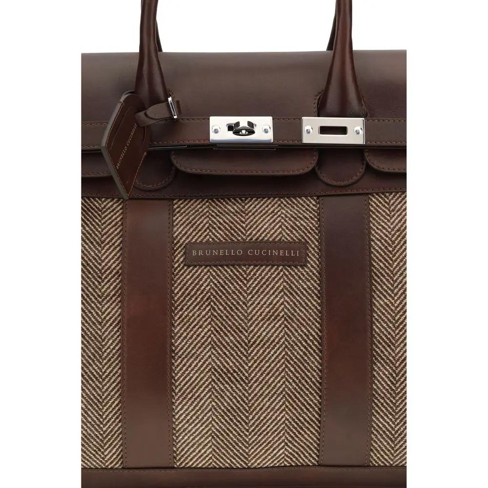 Brunello Cucinelli, cuir de veau marron, Bos Taurus, bagages et voyages