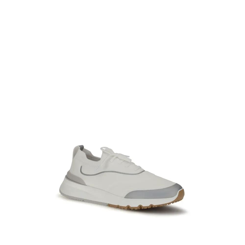Baskets de sport en coton blanc Brunello Cucinelli