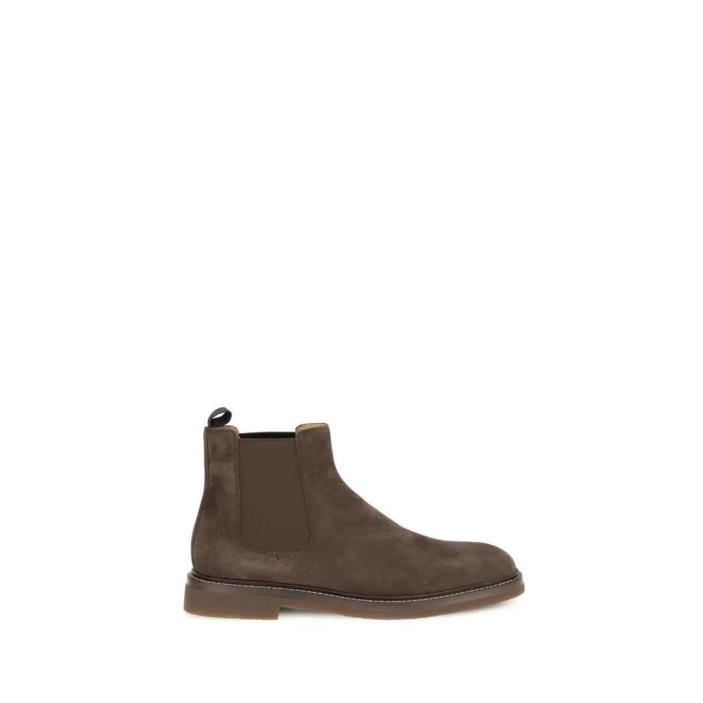 Bottines Chelsea Bos Taurus en cuir de veau marron Brunello Cucinelli