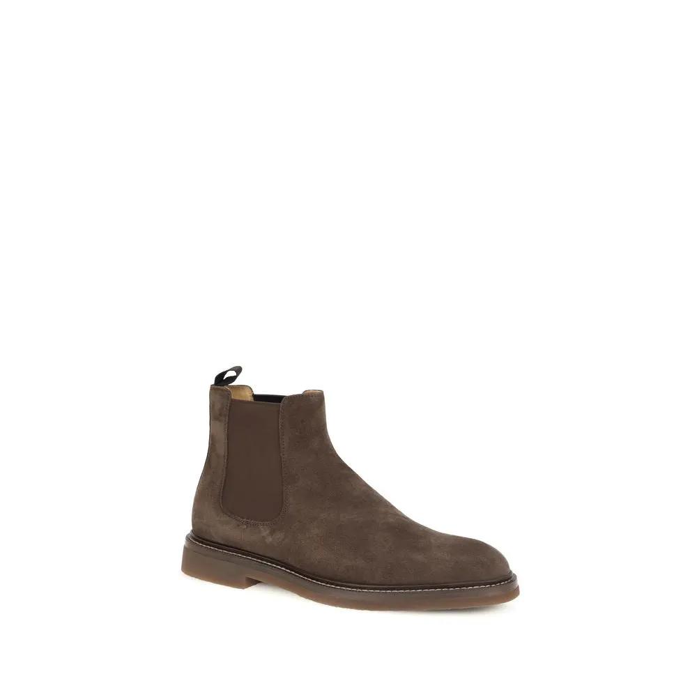 Bottines Chelsea Bos Taurus en cuir de veau marron Brunello Cucinelli