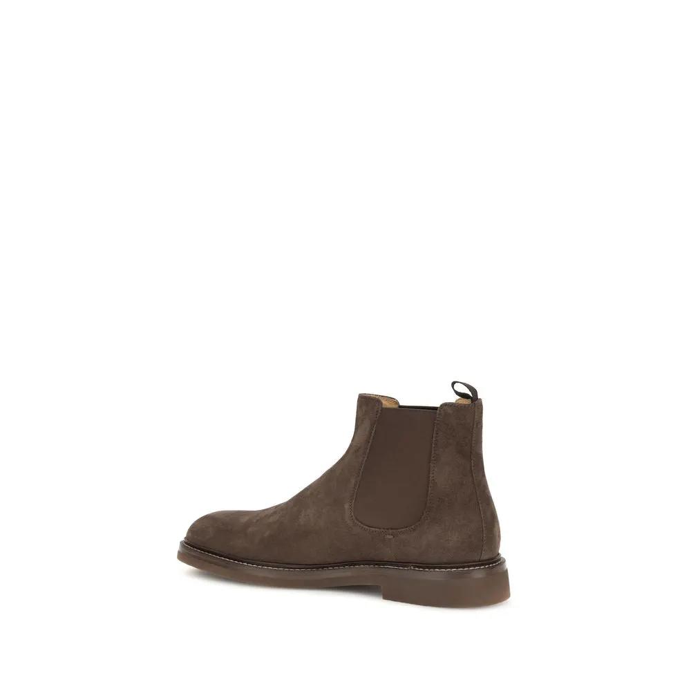 Bottines Chelsea Bos Taurus en cuir de veau marron Brunello Cucinelli