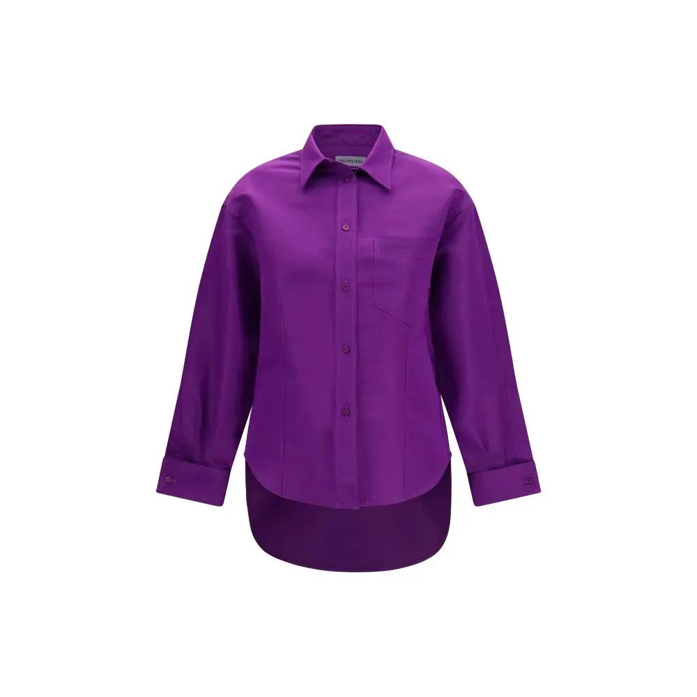 Balenciaga Purple Cotton Dress Shirt