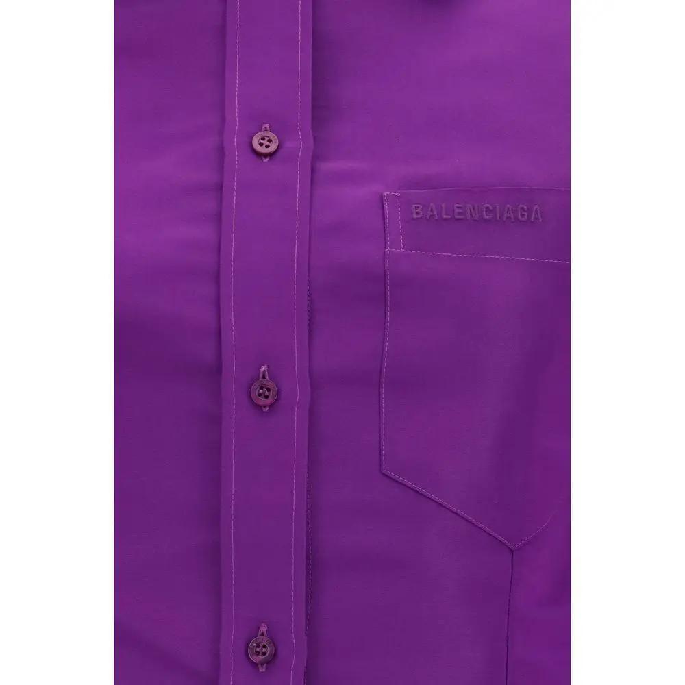 Balenciaga Purple Cotton Dress Shirt