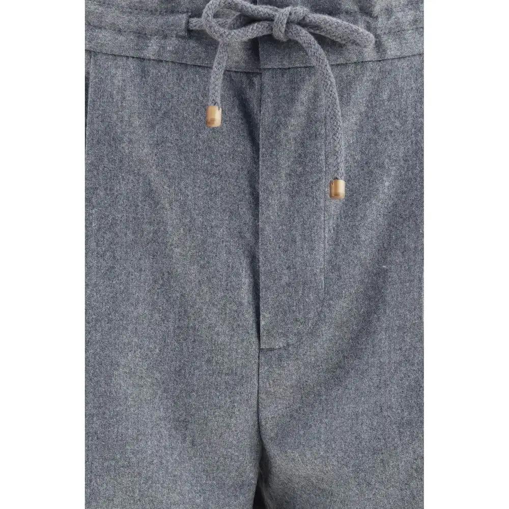Brunello Cucinelli Gray Wool Oves Aries Casual Pants