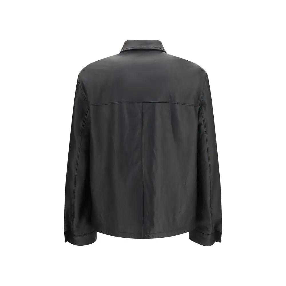 Prada Black Lamb Ovis Aries Aries Leather Jacket