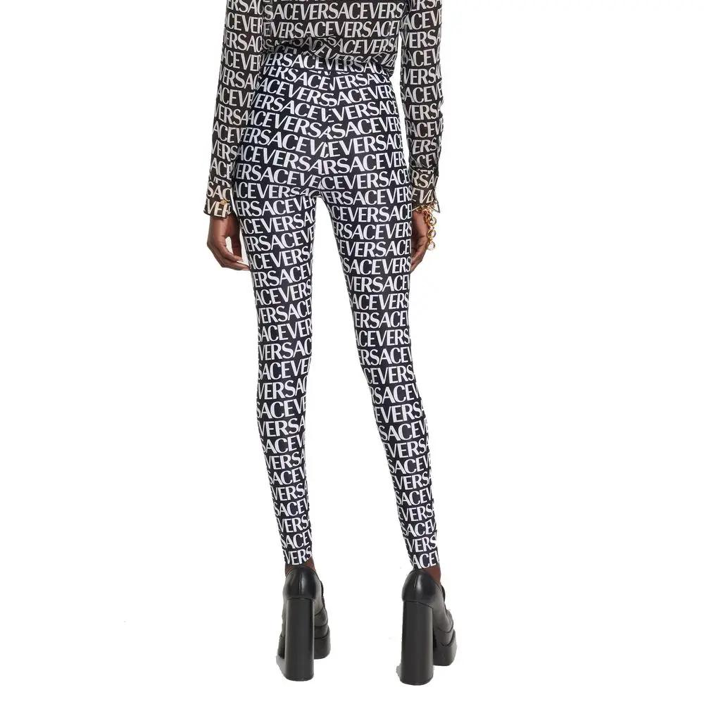 Versace Black Elastane Leggings