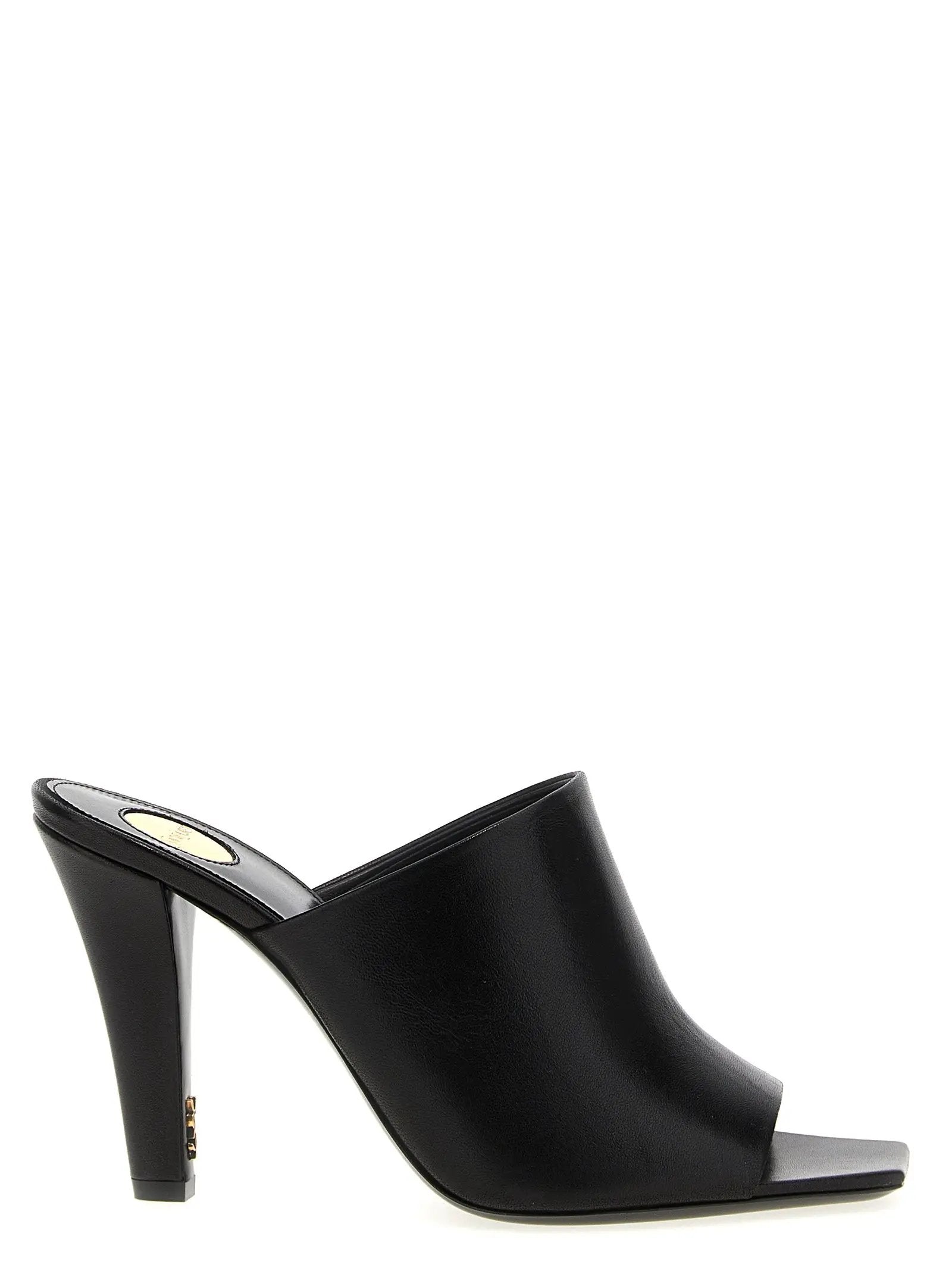 Saint Laurent Black Leather Stiletto Heel Sandals