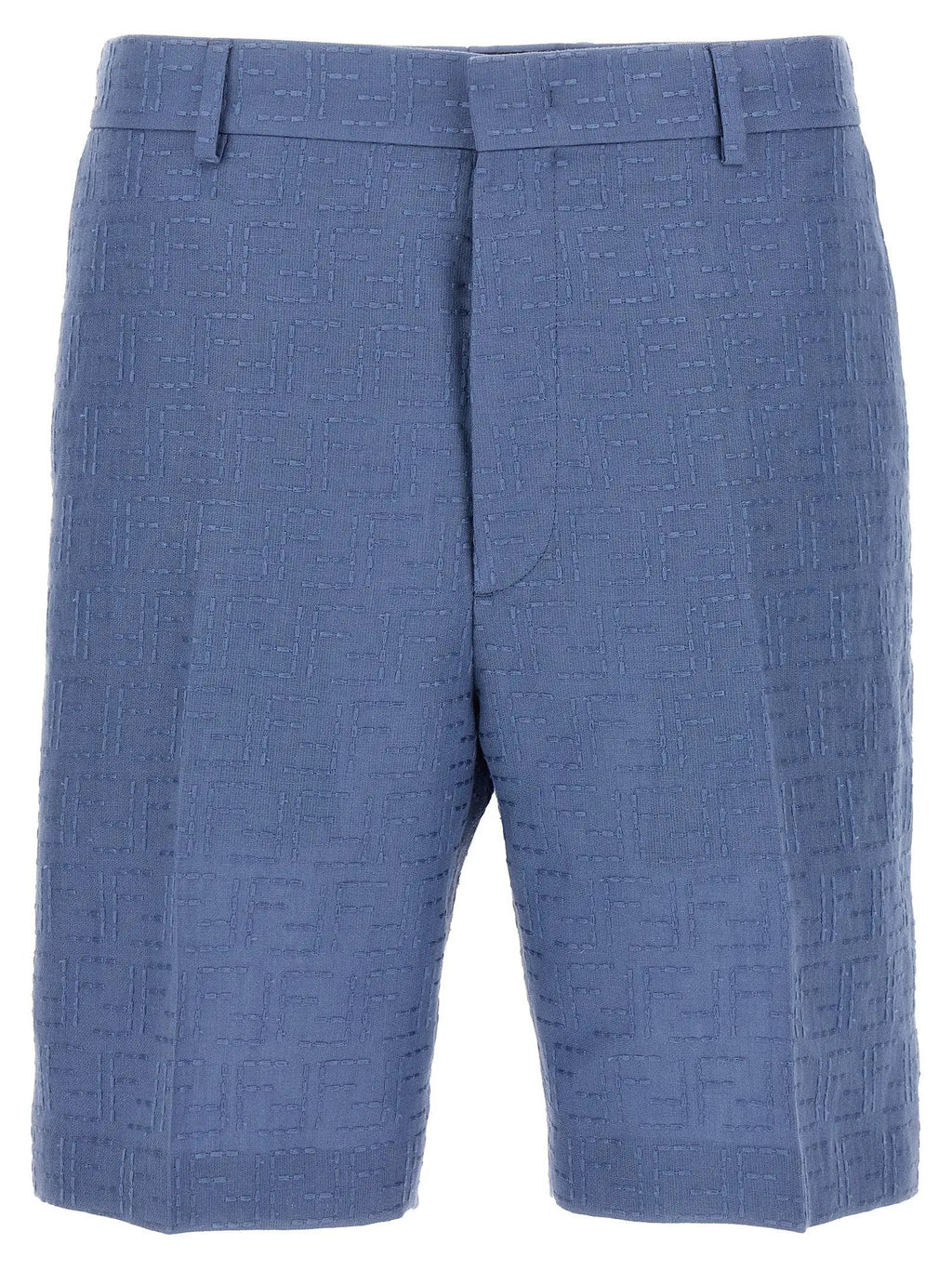 Fendi Blue Linen Bermuda Shorts