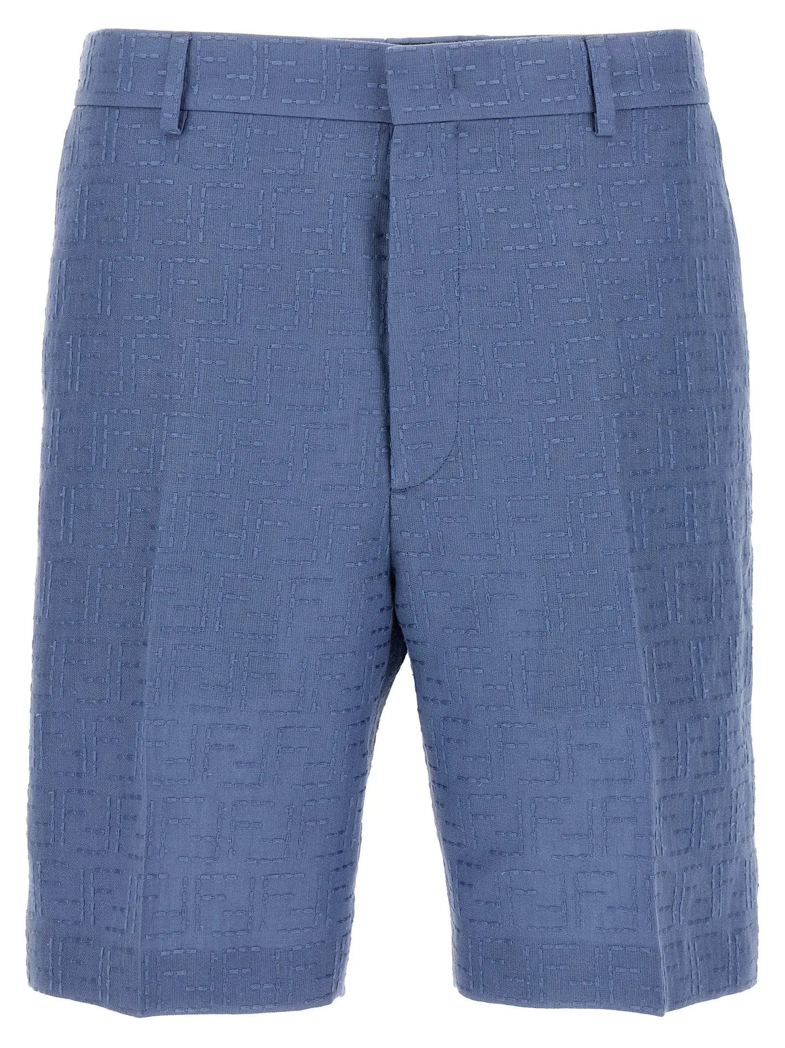 Fendi Blue Linen Bermuda Shorts