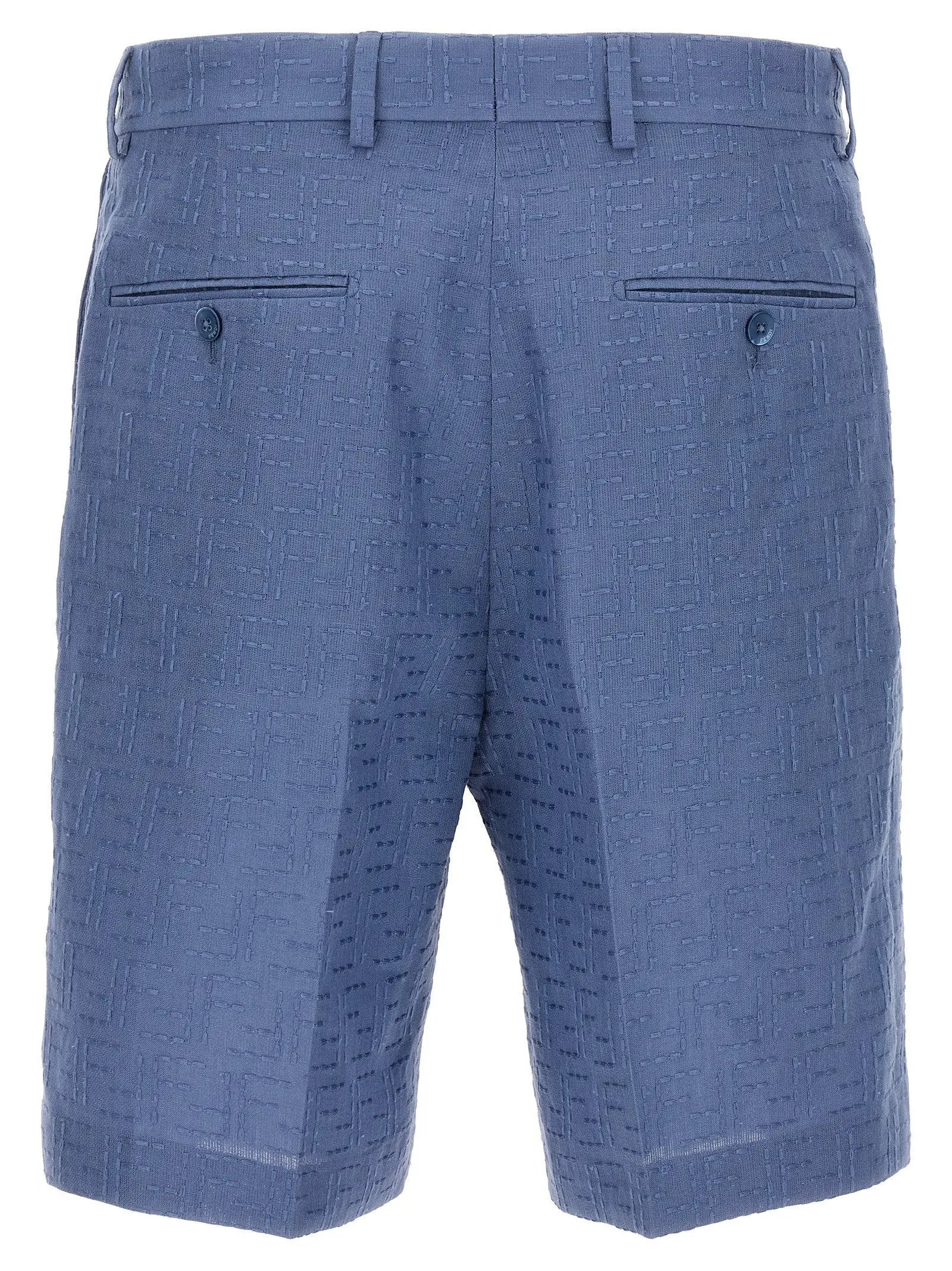 Fendi Blue Linen Bermuda Shorts
