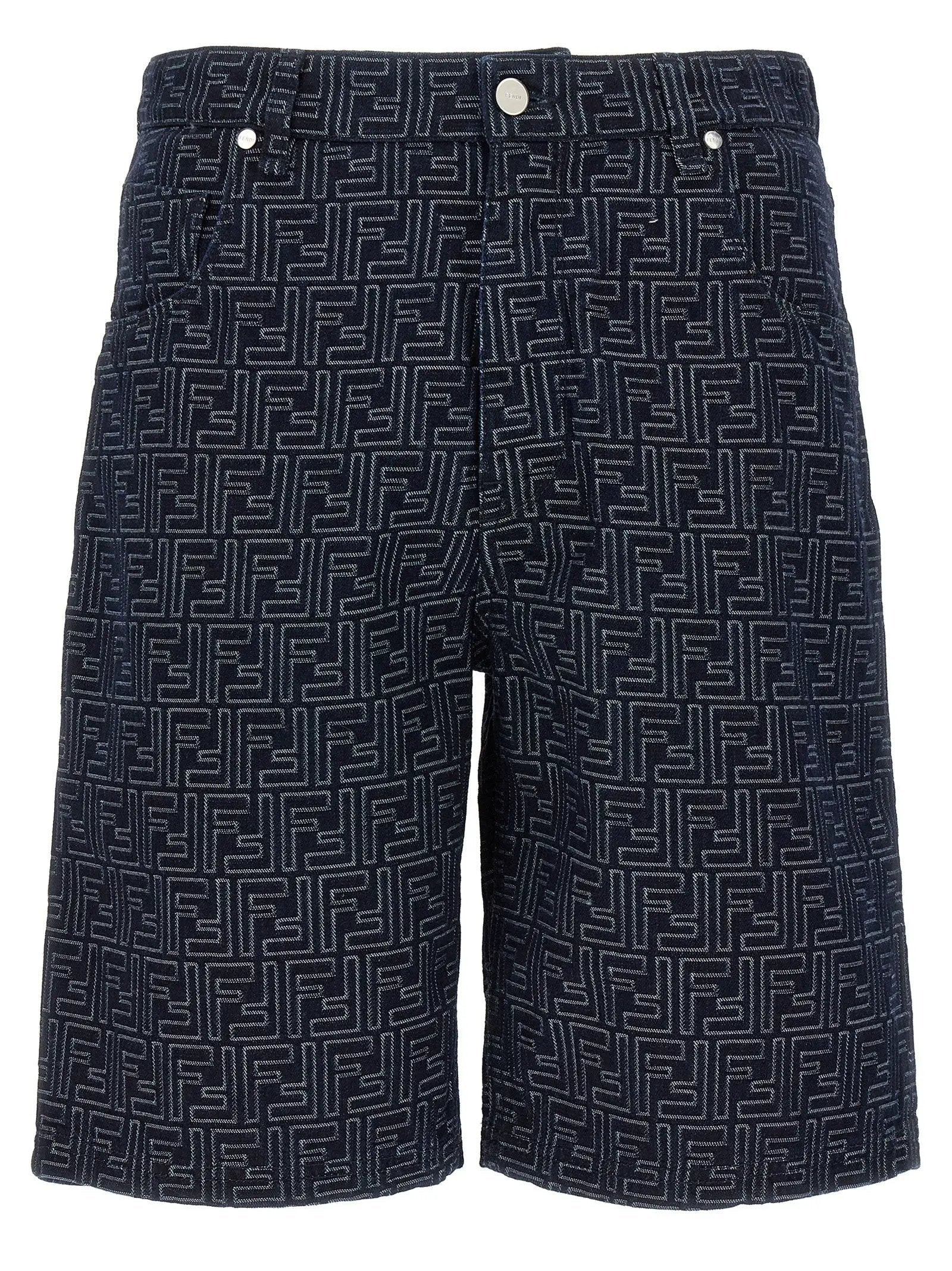 Short bermuda en coton bleu Fendi