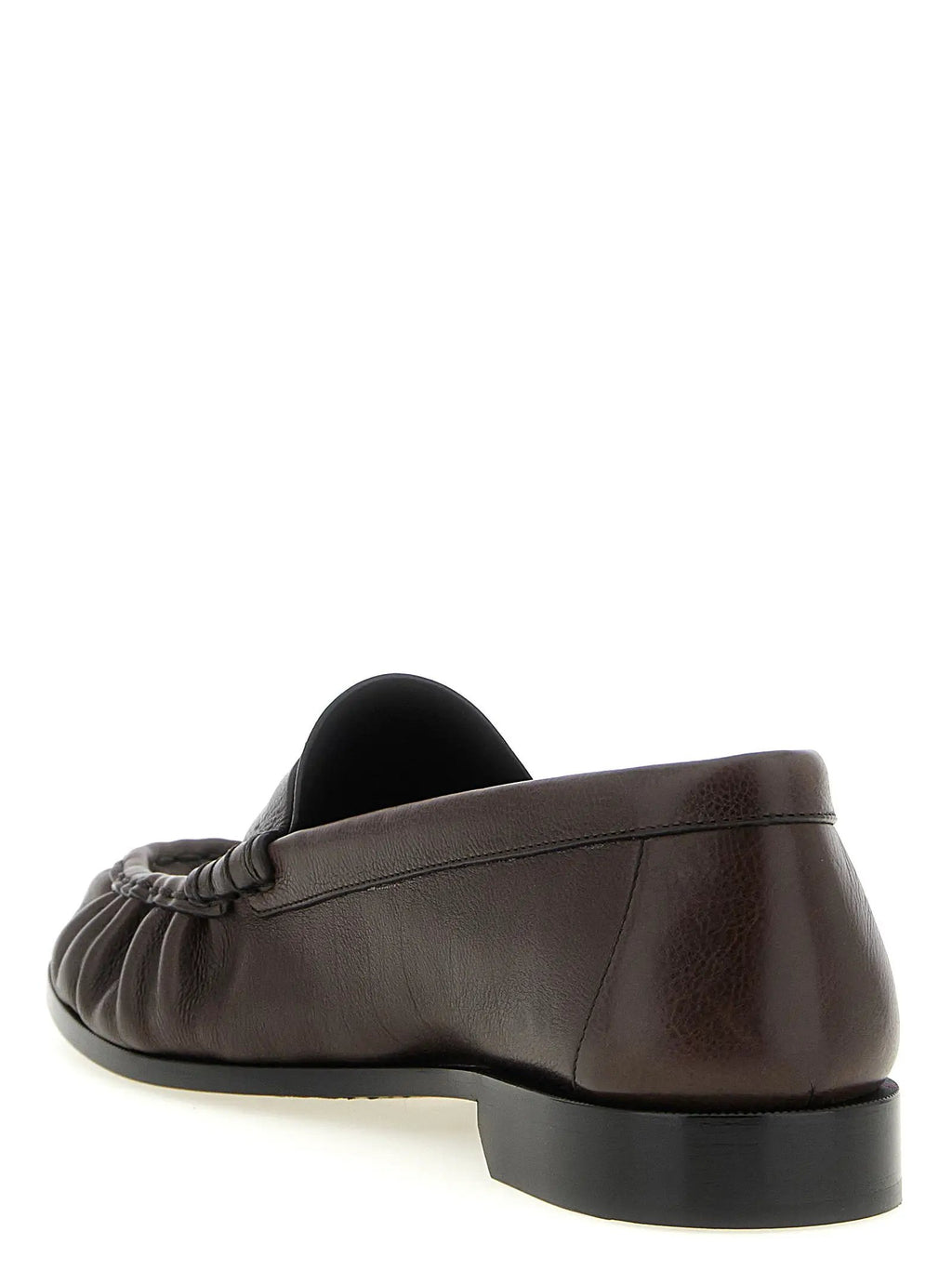 Saint Laurent Brown Calfskin Slip-On Loafers