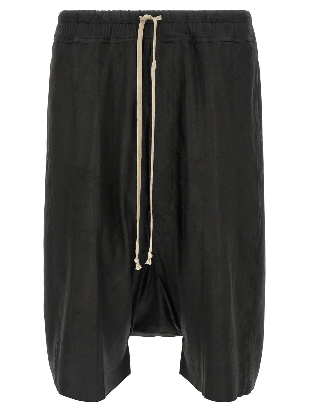 Rick Owens Black Lamb Leather Bermuda Shorts