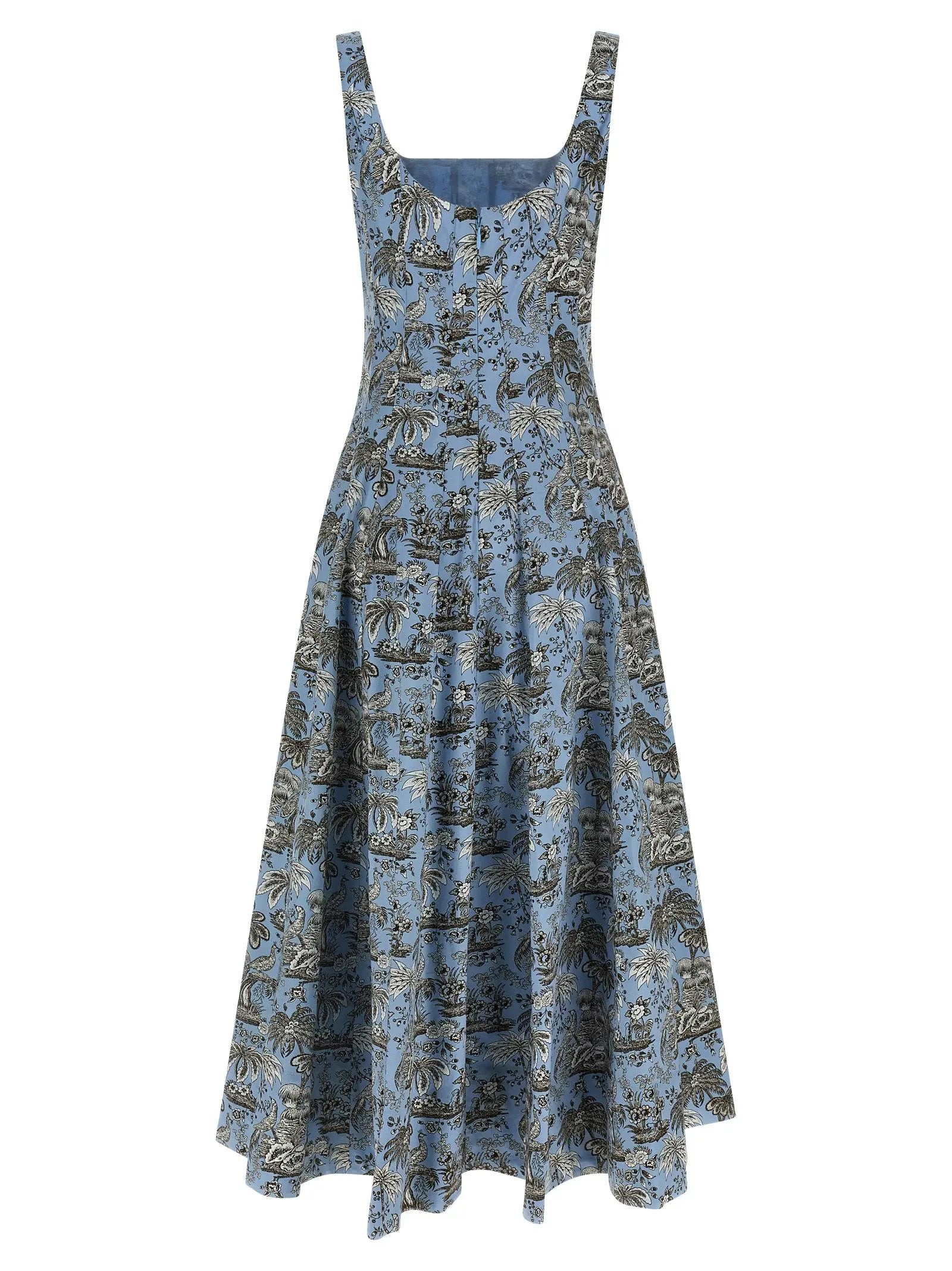 Staud Blue Cotton Midi Dress