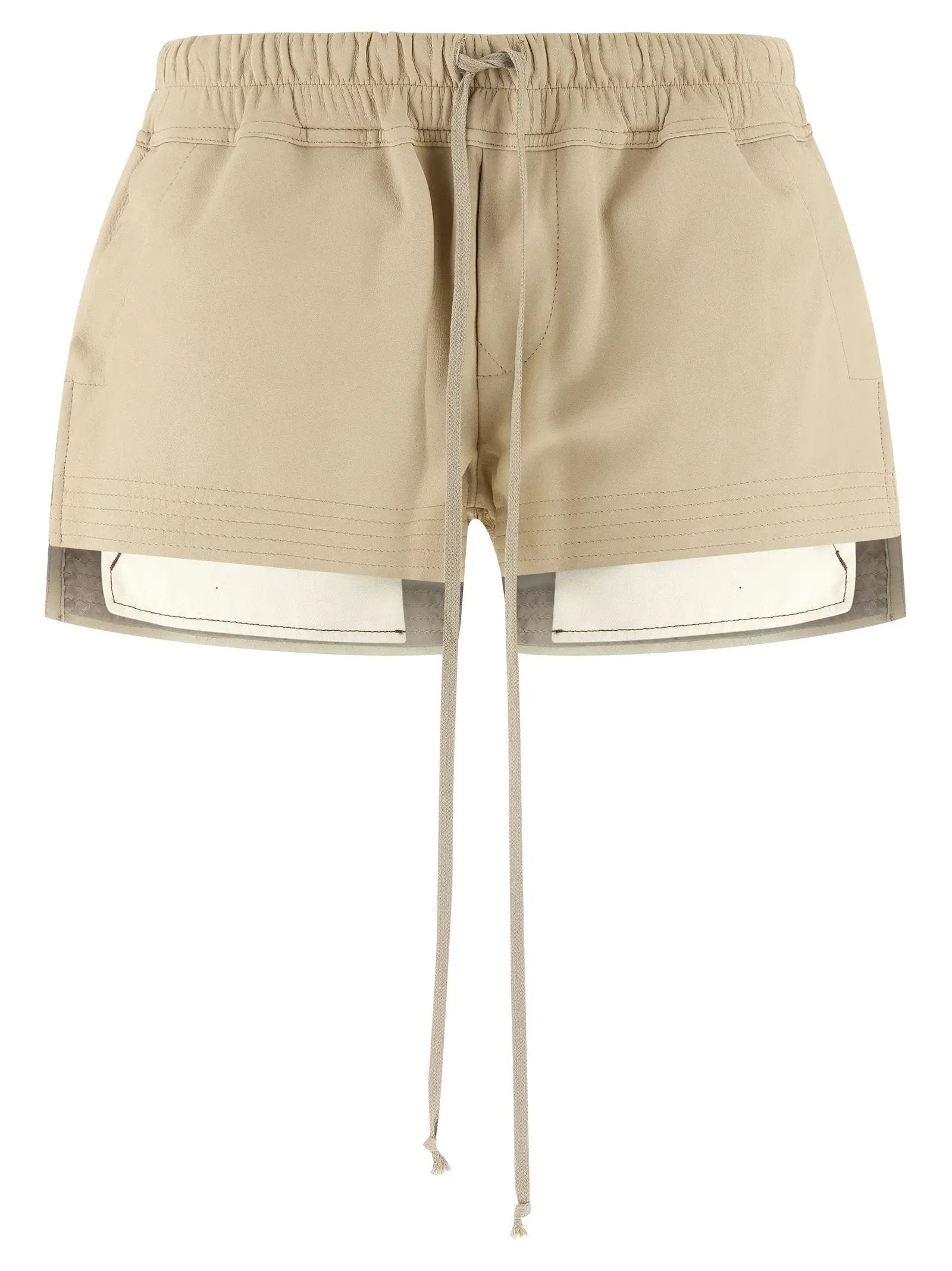Rick Owens Beige Lamb Leather Bermuda Shorts
