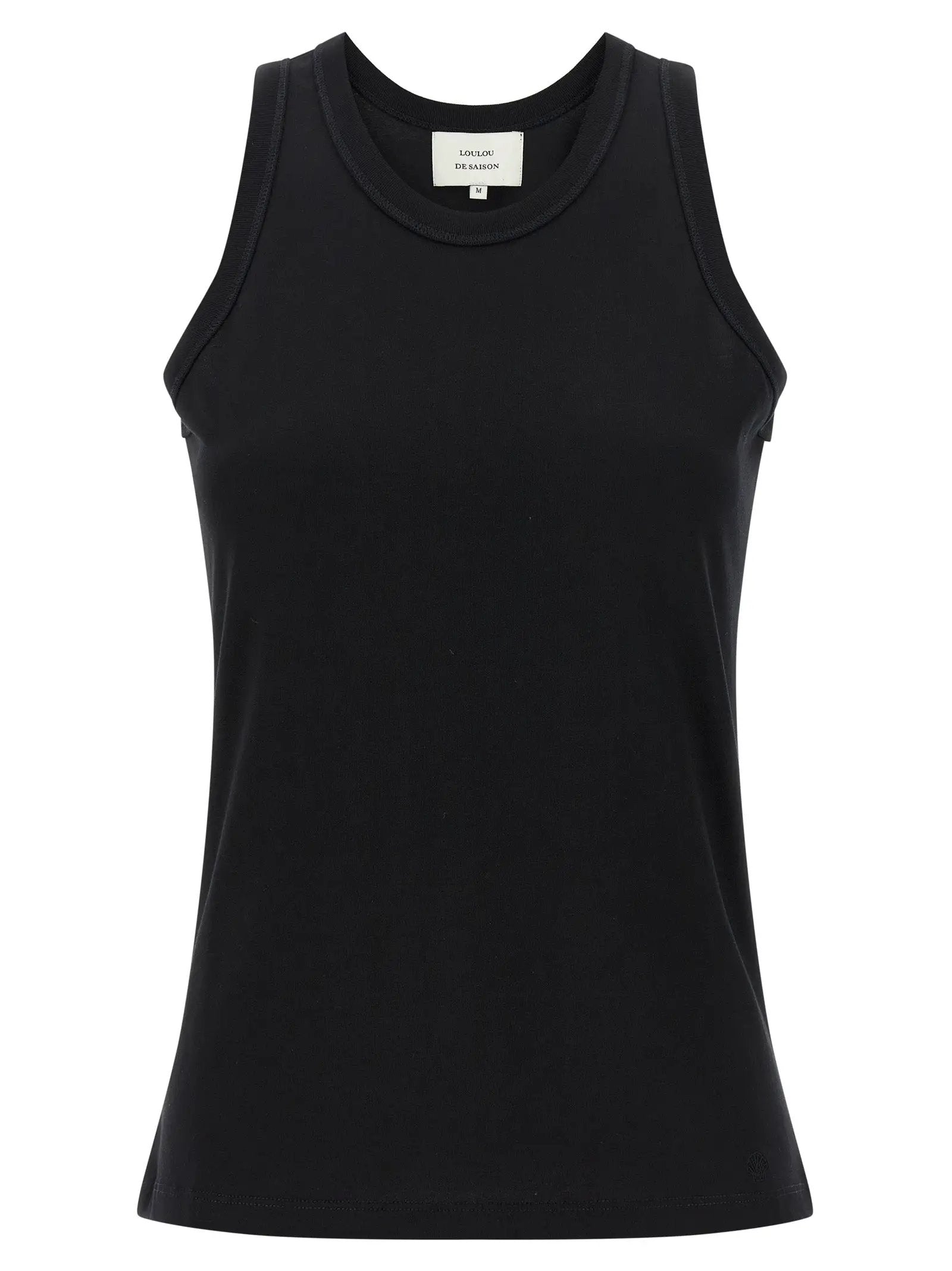 Loulou De Saison Black Cotton Sleeveles T-Shirt