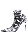 Bottes Dolce & Gabbana Blanches en Tissu Extensible à Graffitis